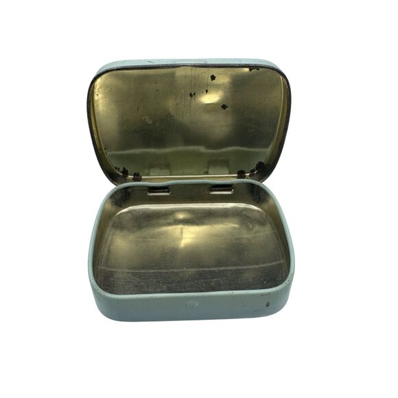 Vintage Metal Hinged Trinket Box With Handpainted Floral Design & Gold Accents - Picture 2 of 3